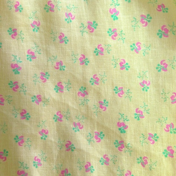 WAYF Sinclair Ditsy Floral Yellow Off The Shoulder Linen Mini Dress Tie Front - Picture 13 of 16